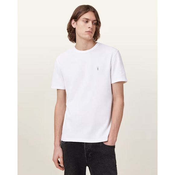 ALLSAINTS Unisex White Short Sleeve Shirt Textured Medium Logo Mens Womens - Picture 1 of 5